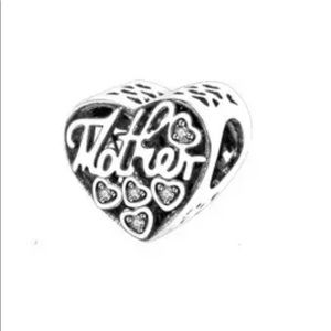 Silver Mother Son Heart Charm Bead Pendant for Bangle Bracelet or Necklace New
